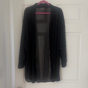 Black Sheer Striped Cardigan